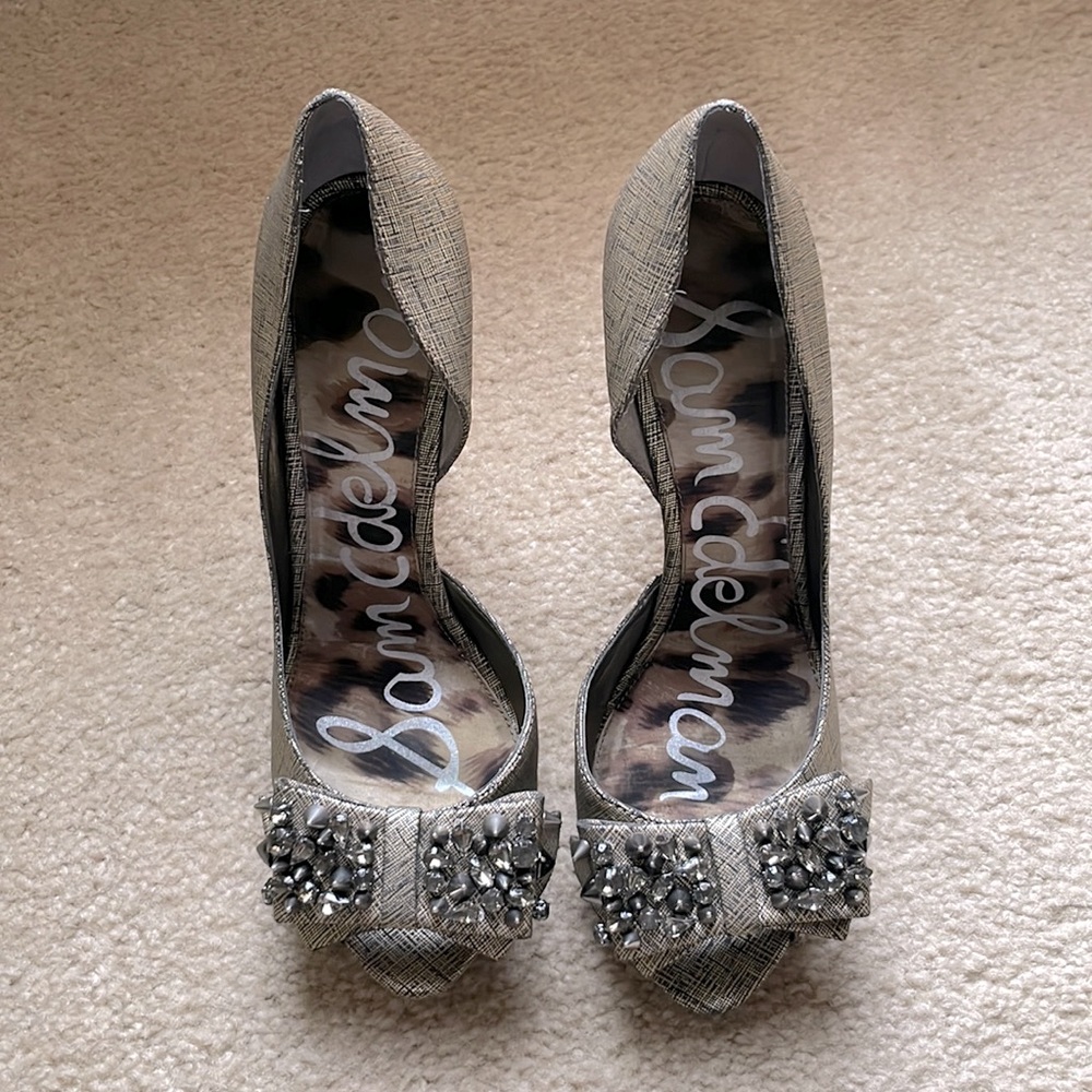 Sam Edelman S-Lorna Pewter Metal Heels